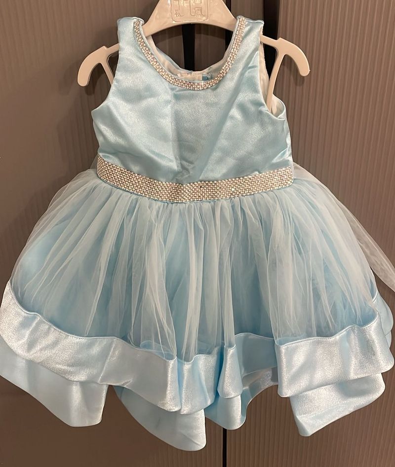Pastel Blue Coloured Baby Frock