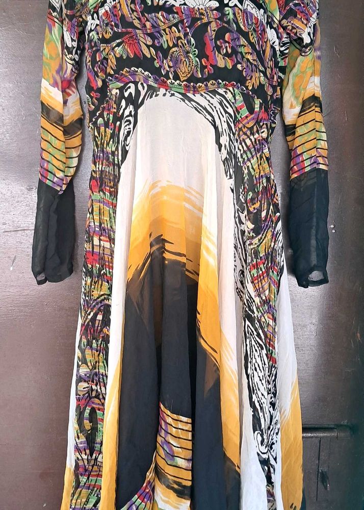 Abstract Print Anarkali Kurta