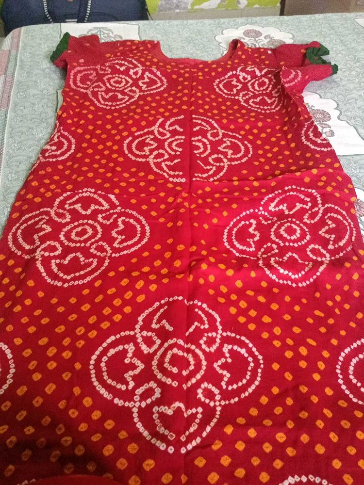 Red Bandhani Print Kurti