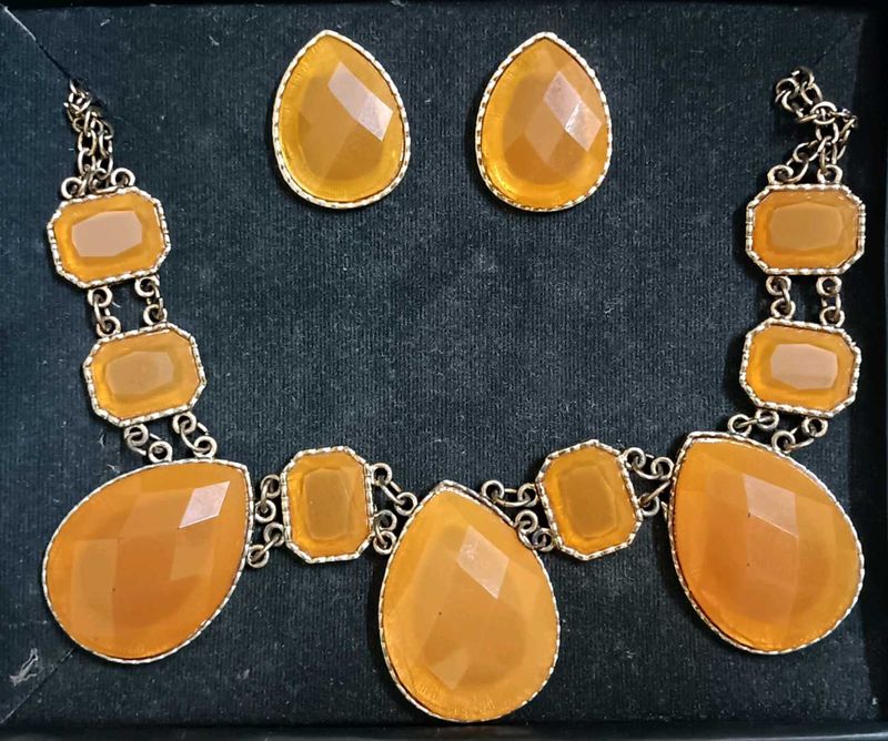Orange Crystal Jewellery Set
