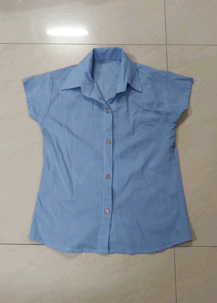 Light Blue Button-Down Top
