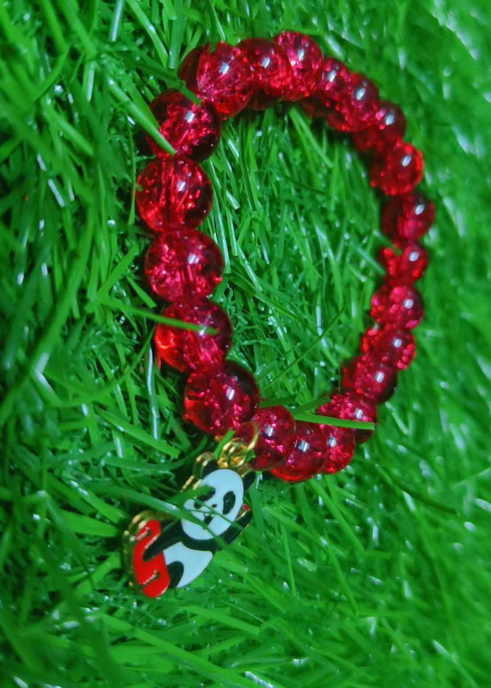 Red Beaded Panda Bracelet