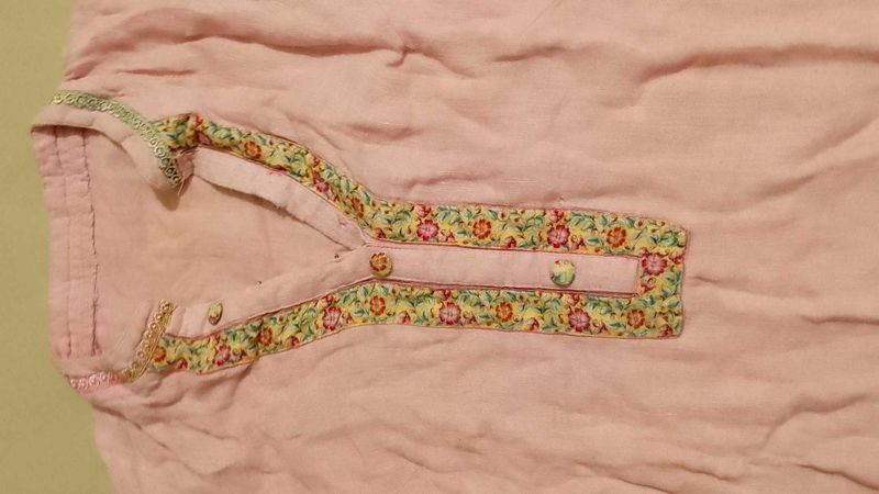 Pink Embroidered Kurtha Top