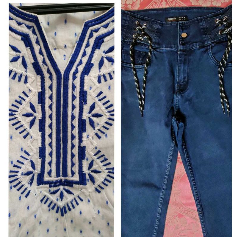 Stylish Kurta &amp; Jeans Set