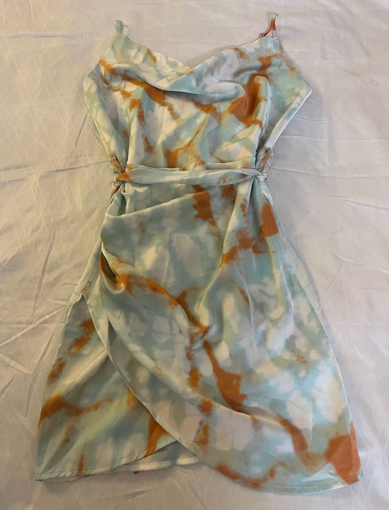 Cowl Neck Belted Slip Dress