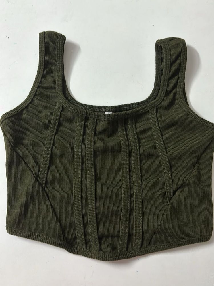 Olive Green Corset Tank Top