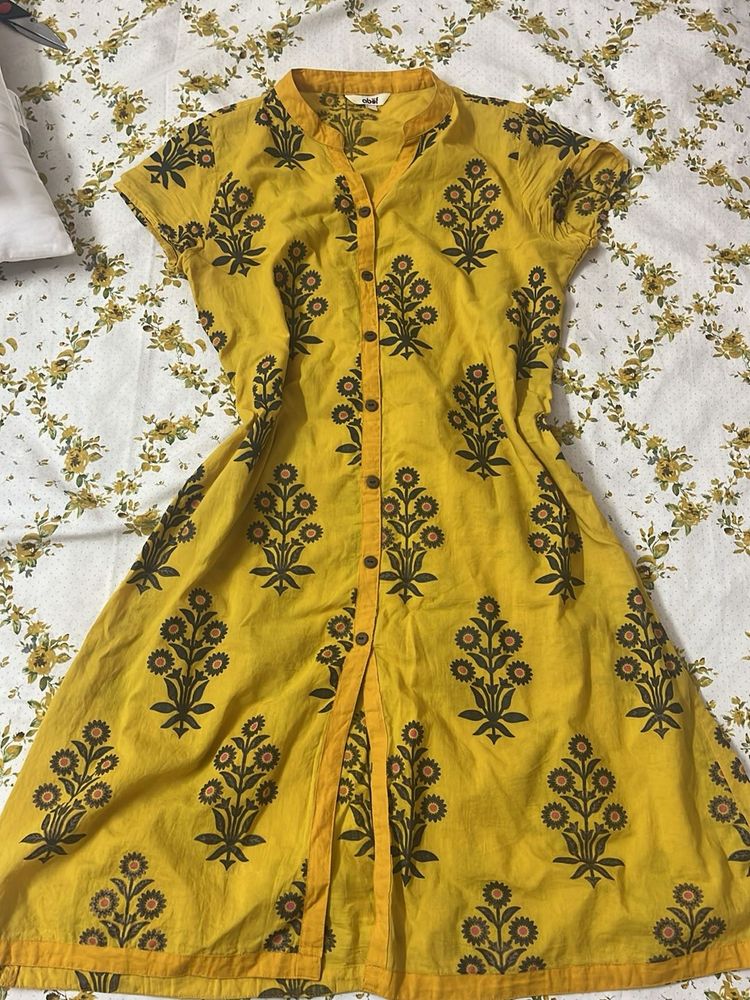 Yellow Floral Print Kurta