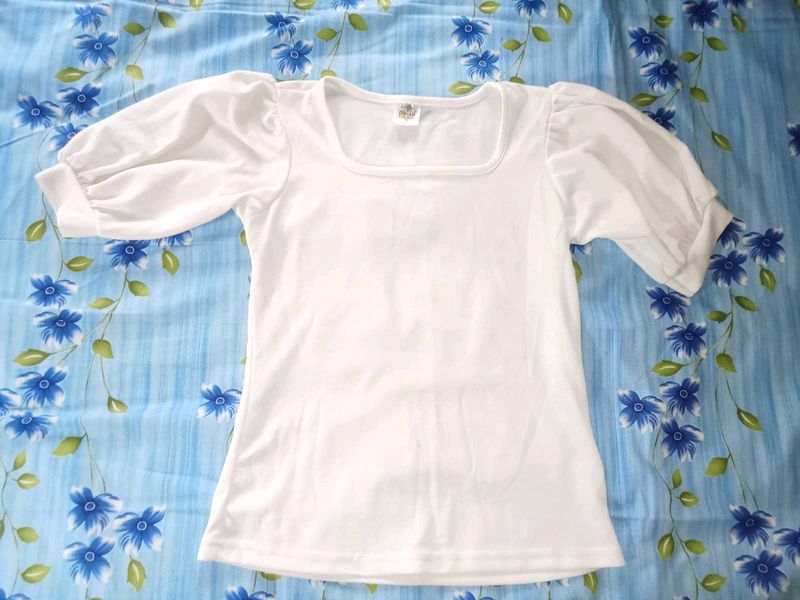 White Puff Sleeve Top