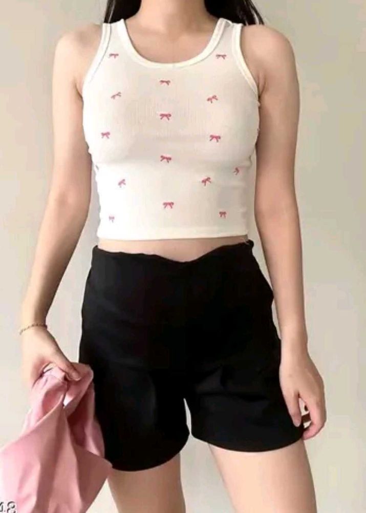 Ribbed Tank Top with Bows