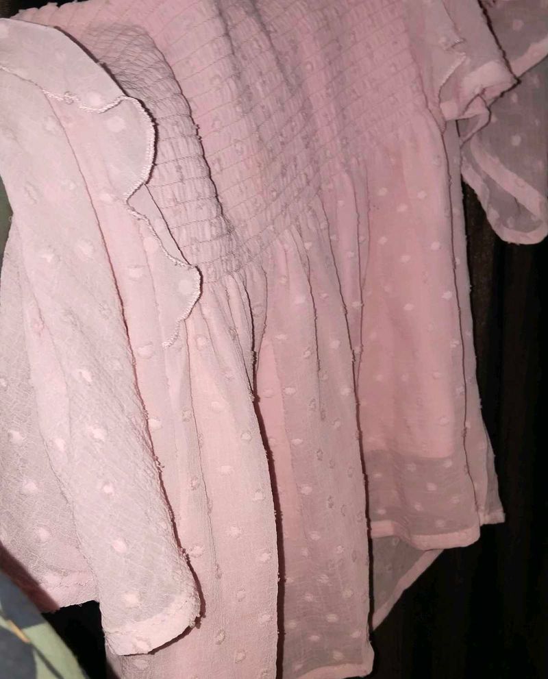 Cute Pink Ruffle Top