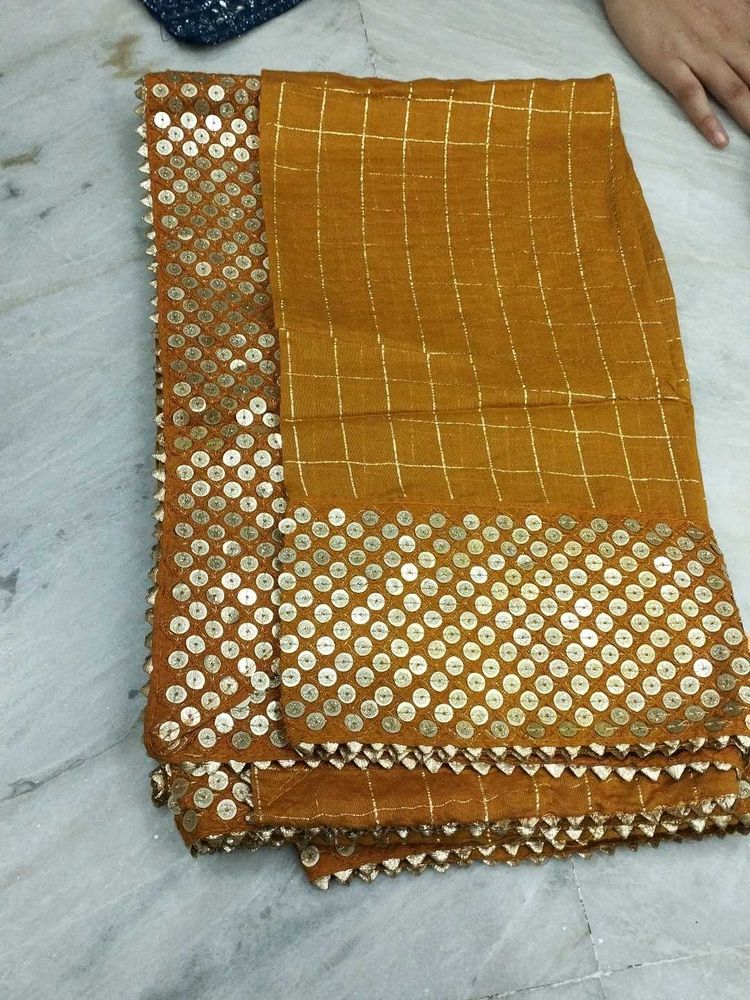 Musterd Sequin Trim Dupatta( Like Dress Material)