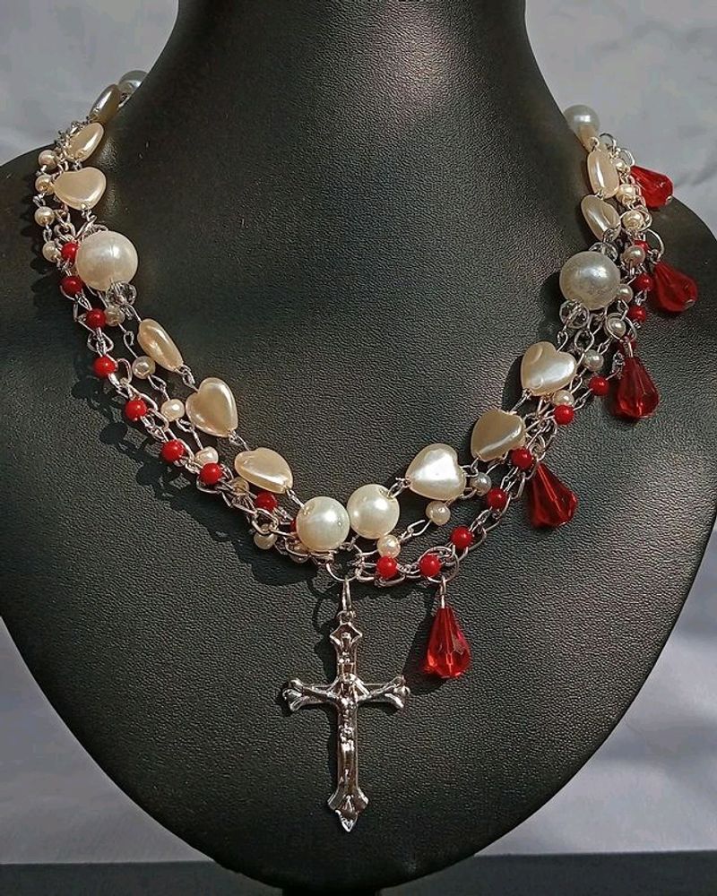 Queen of red cross necklace ･☆。