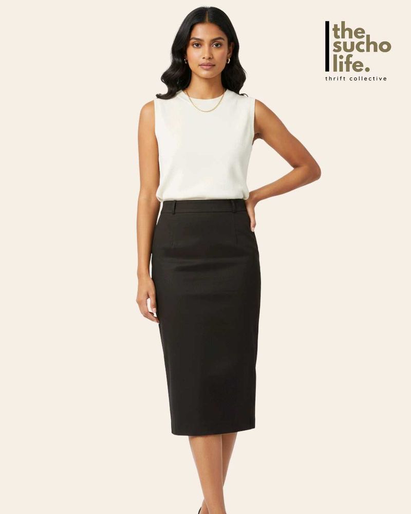 Classic Black Pencil - Midi Skirt | Free Delivery