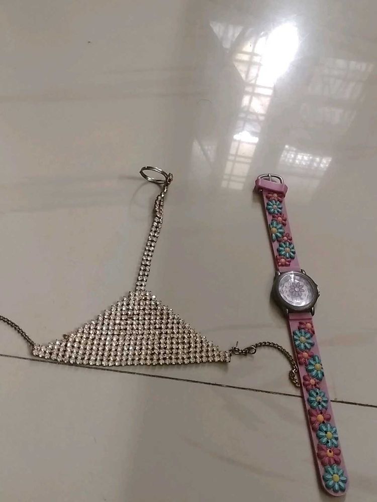 Jeweled Body Chain &amp; Floral Watch,Used
