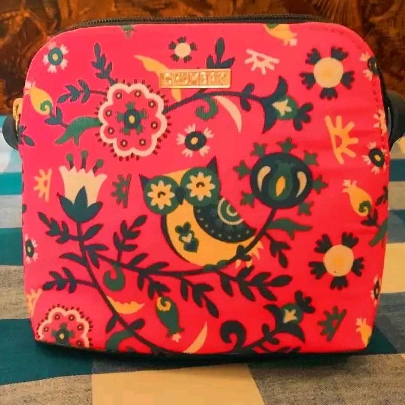 Chumbak Colorful Floral Owl Print Bag