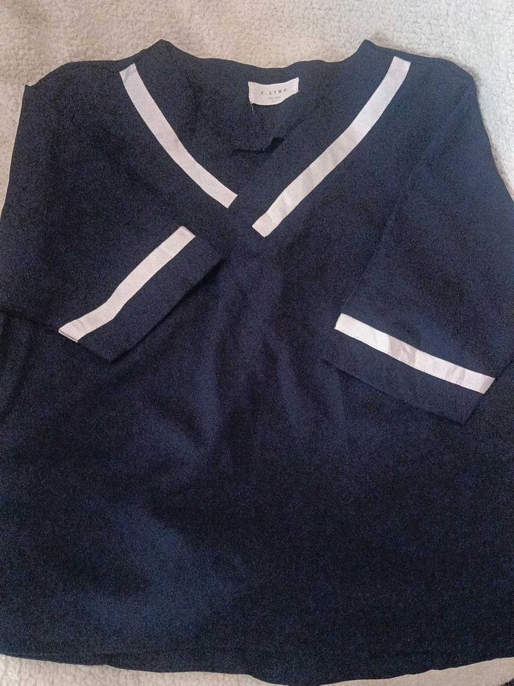 Navy &amp; White Trim Tunic Top