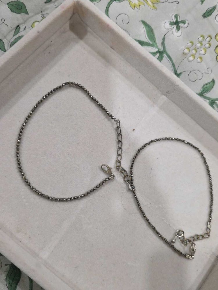 Set Of Two Pyrite Anklets
