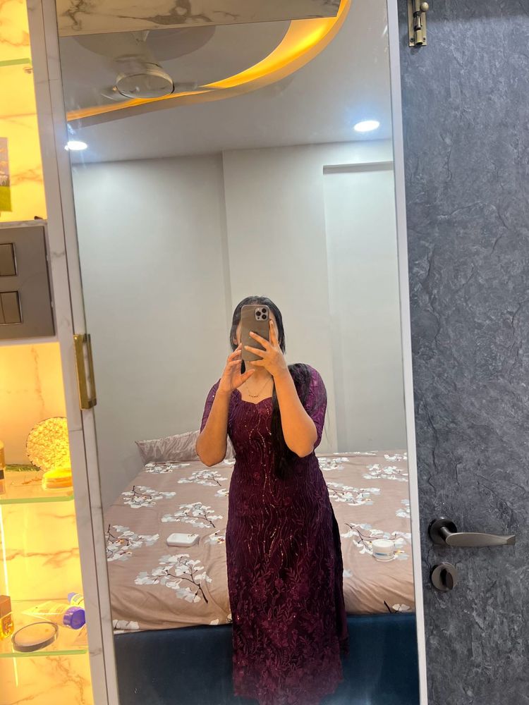 Elegant Purple embroidered Kurta