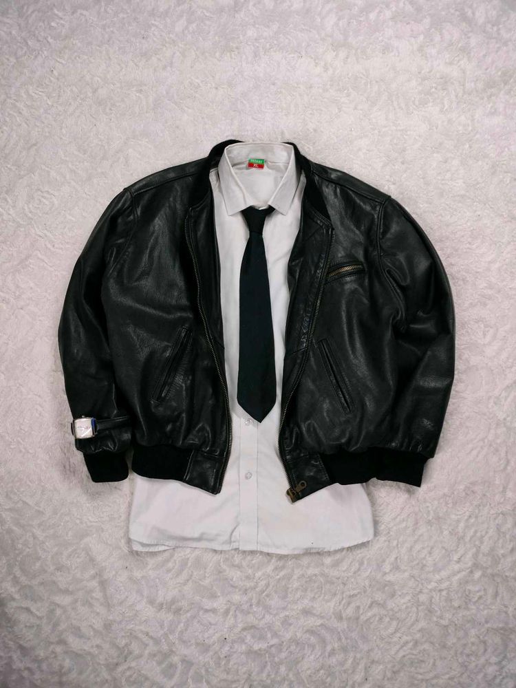 bomber leather jacket heavy