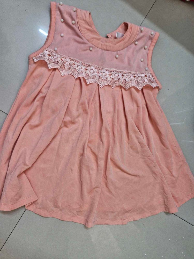 Peach Dress with Lace