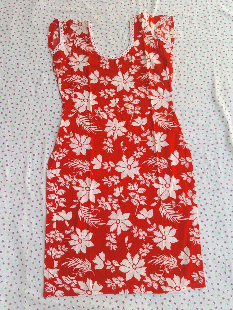 Red Floral Kurti M Size