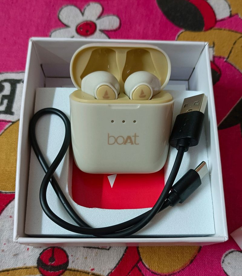 Boat Airdopes 131 Upto 60 Hours ASAP charge Bluetooth Headset (Crimson Cream,True Wireless)