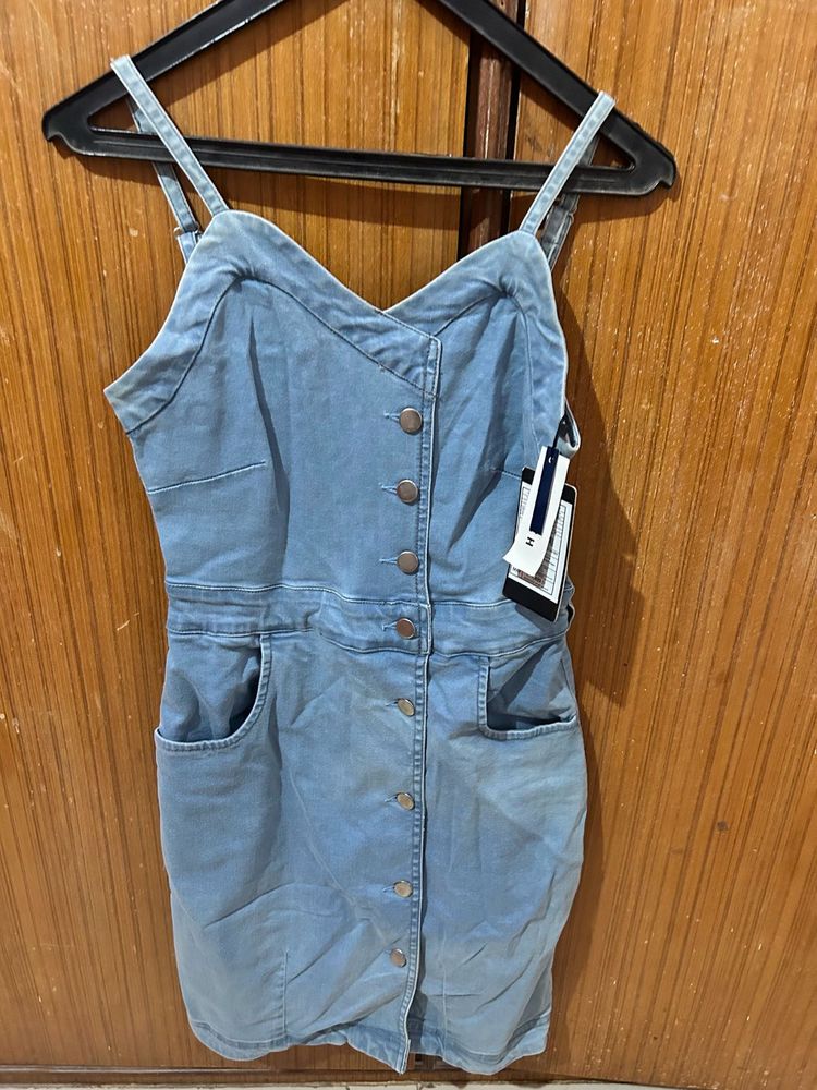 Nuon Cute Denim Button-Down Dress