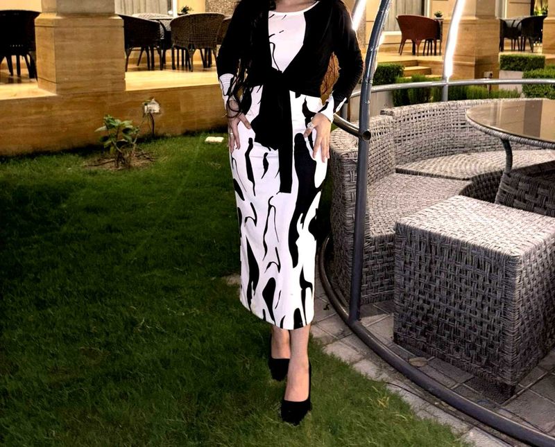 Abstract Print Midi Dress