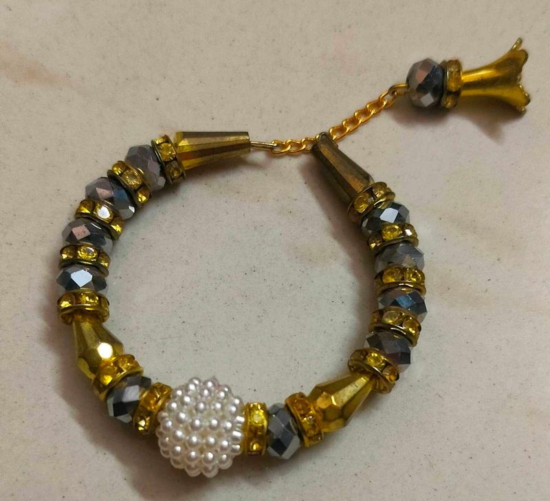 Beaded Bracelet with Gold Accents