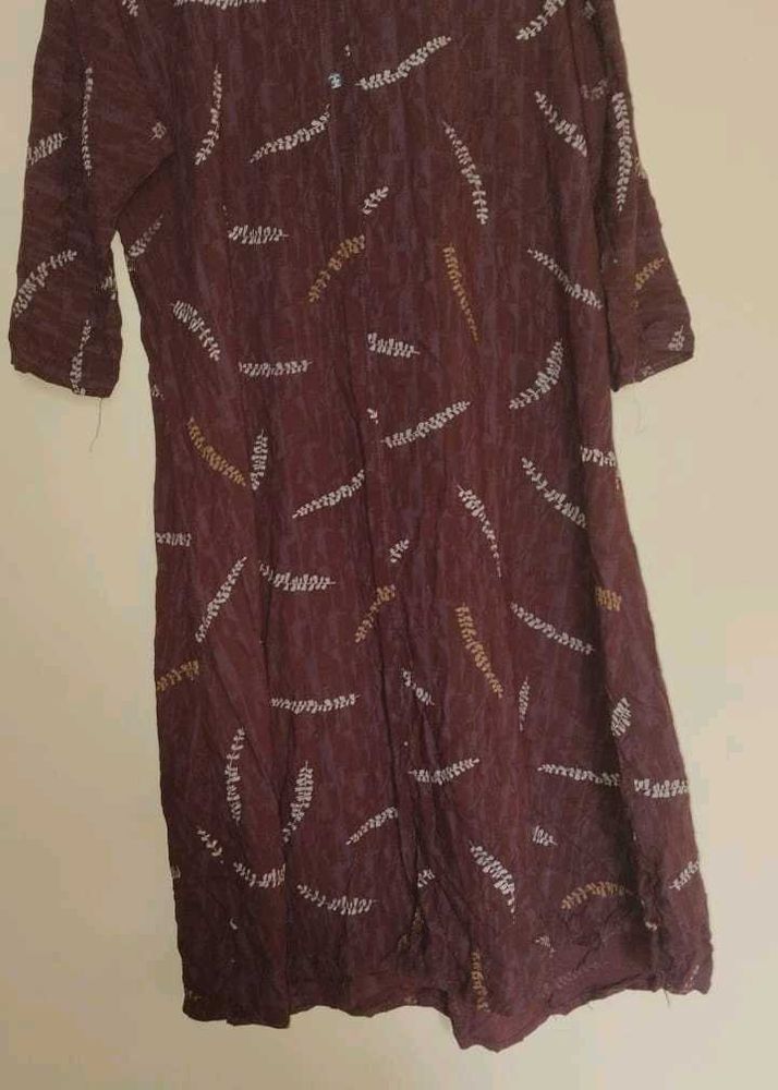 Maroon Printed Cotton Kurti – Casual &amp; Comfortable
