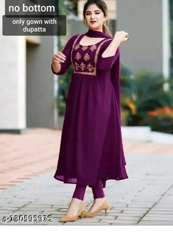Elegant Purple Gown with Dupatta