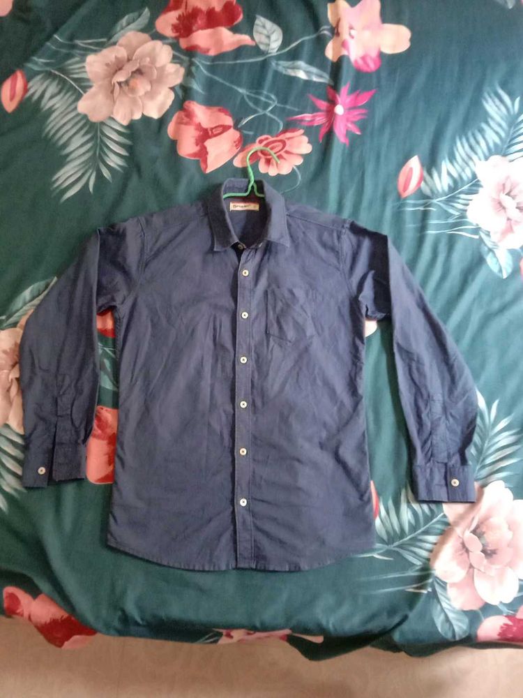 Men&#39;s Blue Long Sleeve Button-Down Shirt