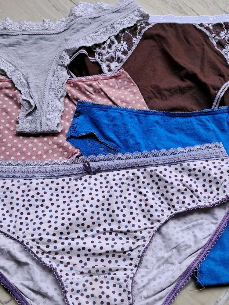 Combo Of Five Pure Cotton  Panty In Imported Fabri