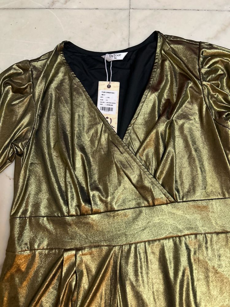 Party-Ready Gold Metallic Dress