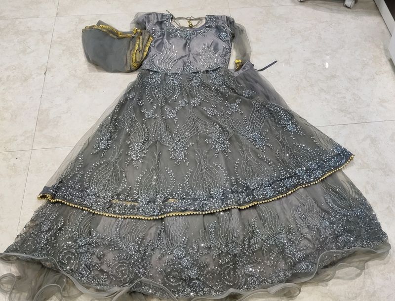 Charcoal Peplum Lehenga Suit