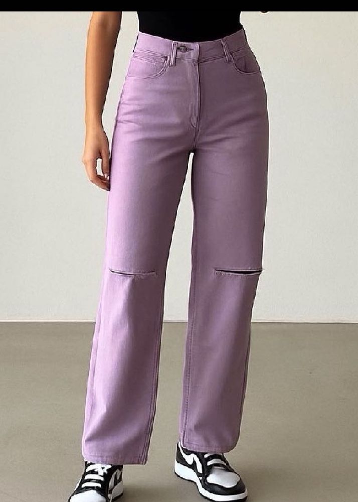 H&amp;M 💜Lilac Wide Leg Jean 💜|Ripped