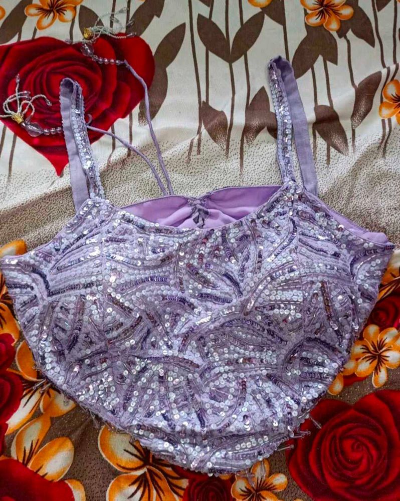 Embroidery Shoulder Straps Crop Top Plazzo Duppata