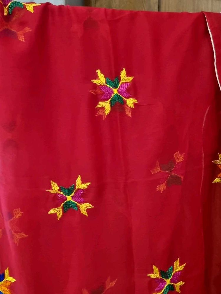 Red Embroidered Dupatta