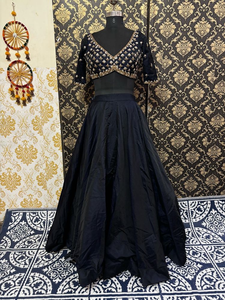 Blue Embellished Lehenga Set
