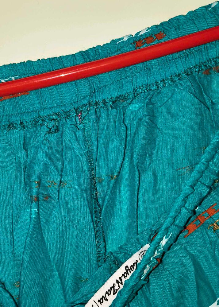 Zara Teal Patterned Pants