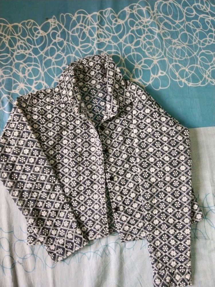 Patterned Cropped Jacket