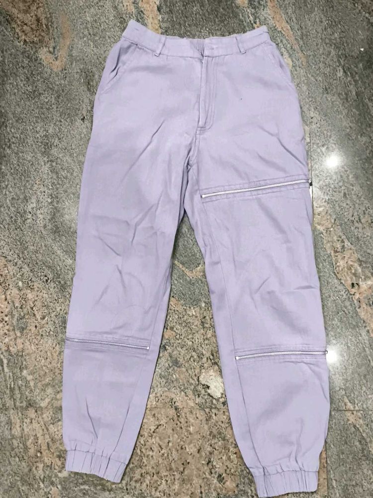 Lavender Zipper Detail Pants
