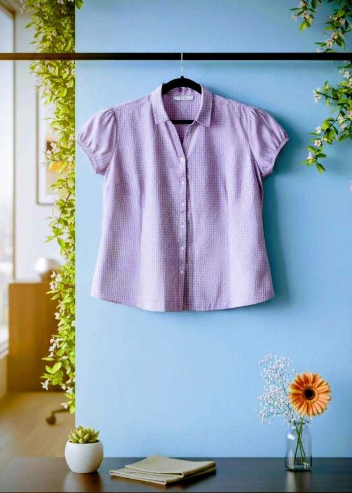 Cute White and Pink Checkered Shirt