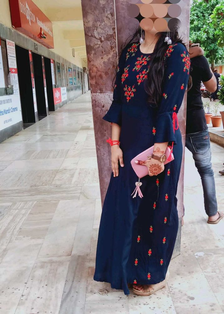 Blue Red Long Gown