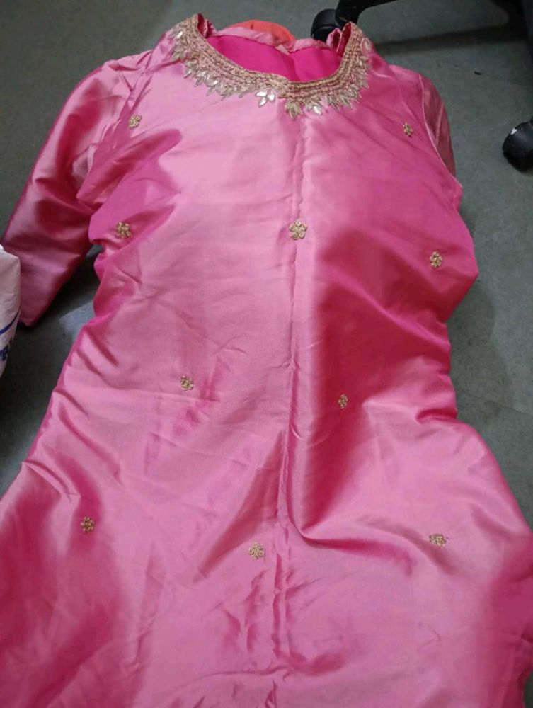 Pink gotta patti silk kurta never use