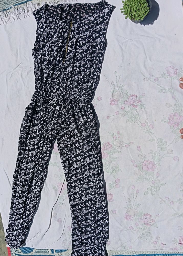 Black And White Floral Jumpsuit