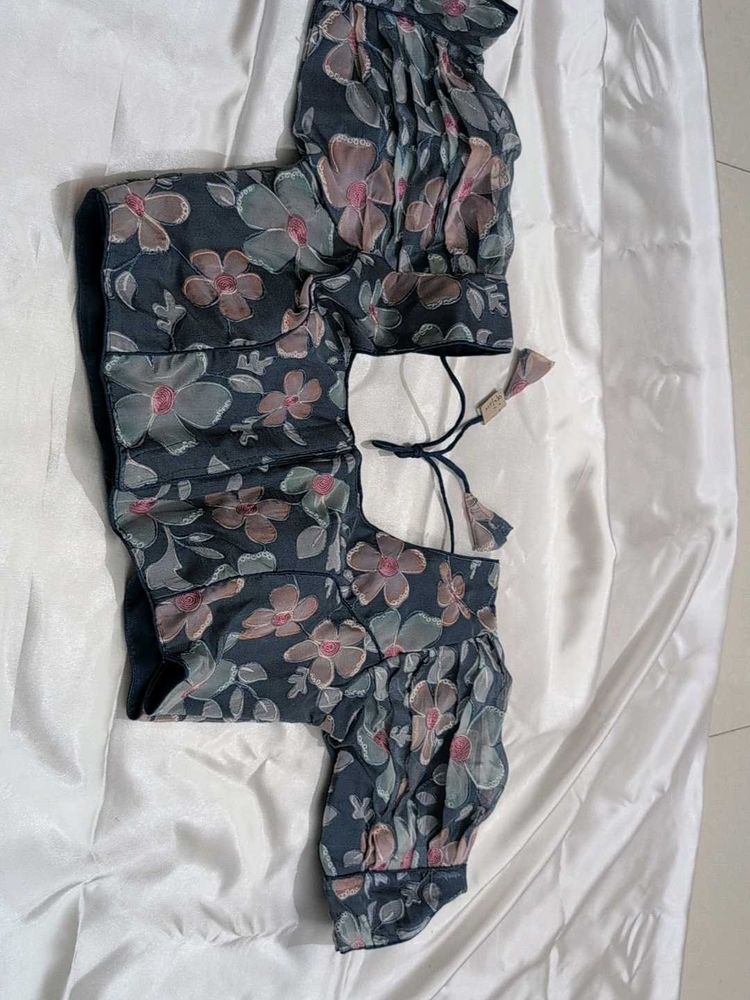 Floral Print Blouse Puff Sleeves