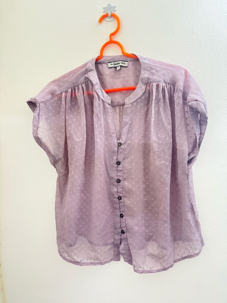 Lavender Button-Down Top