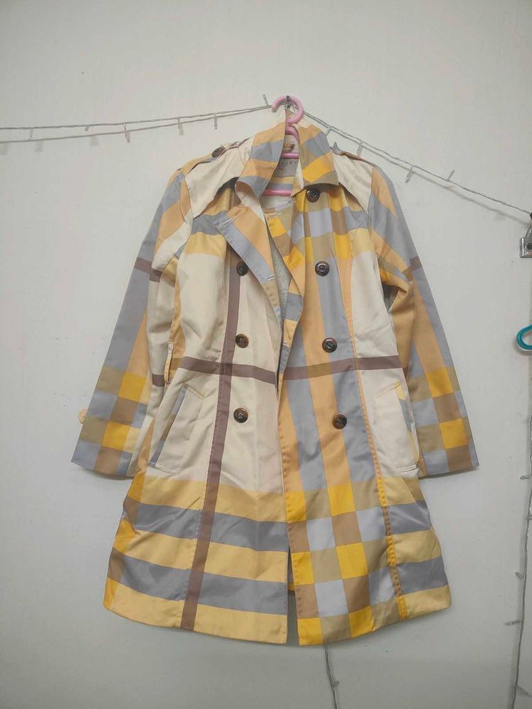 Stylish Plaid Trench Coat