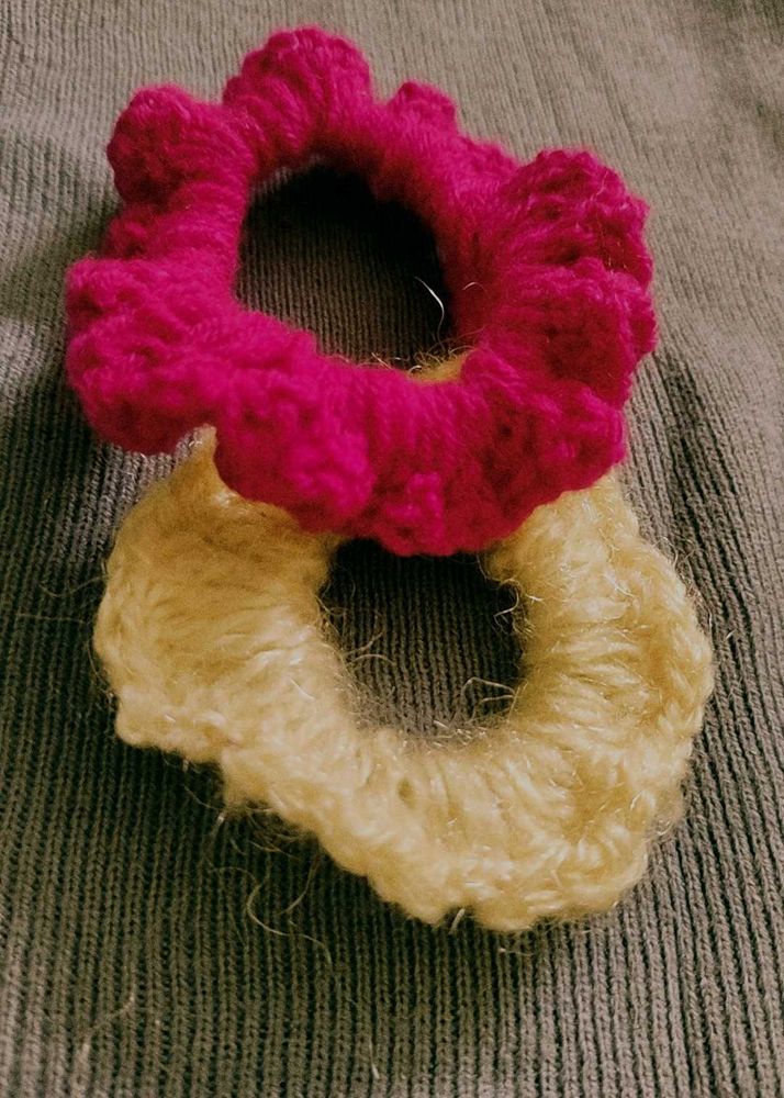Handmade Knitted Scrunchies - Set of 2